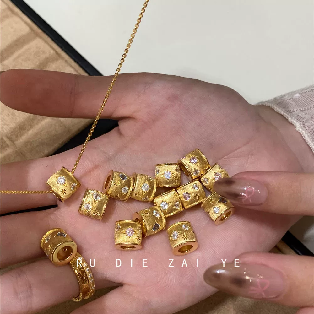 Golden Brushed Passepartout Six-pointed Star Necklace Light Luxury High-end Retro Court Style Clavicle Chain