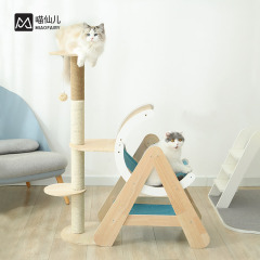 Meow Xianer solid wood cat climbing frame cat nest one-piece drop-shipping sisal column cat scratching post grinding claw cat scratching board cat toy