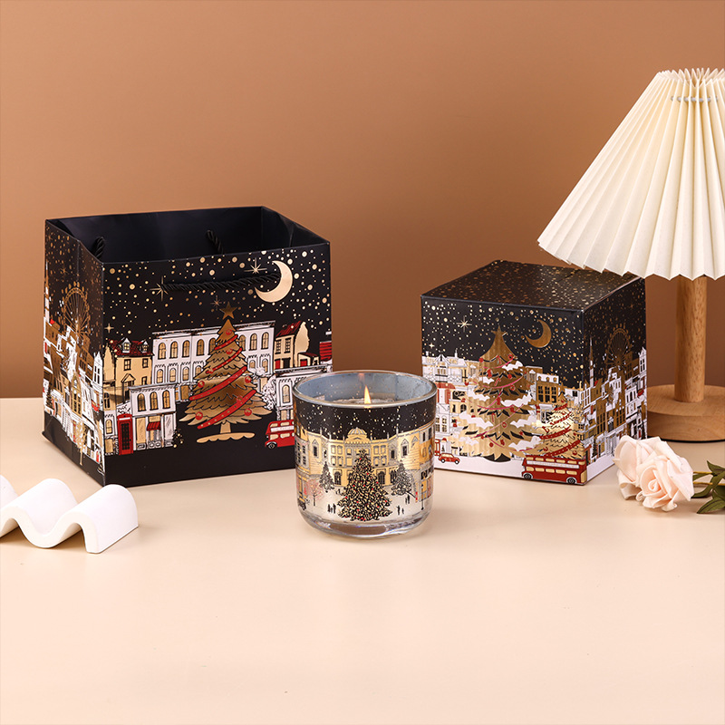 クリスマスの香り付きキャンドル ロンドンの街並み シャーピン風香り付きキャンドル 光る電子キャンドル クリスマスキャンドル