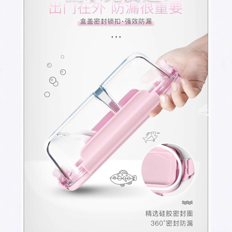 高硼硅玻璃保鲜碗微波炉烤箱专用家用便当盒长方形饭盒|undefined