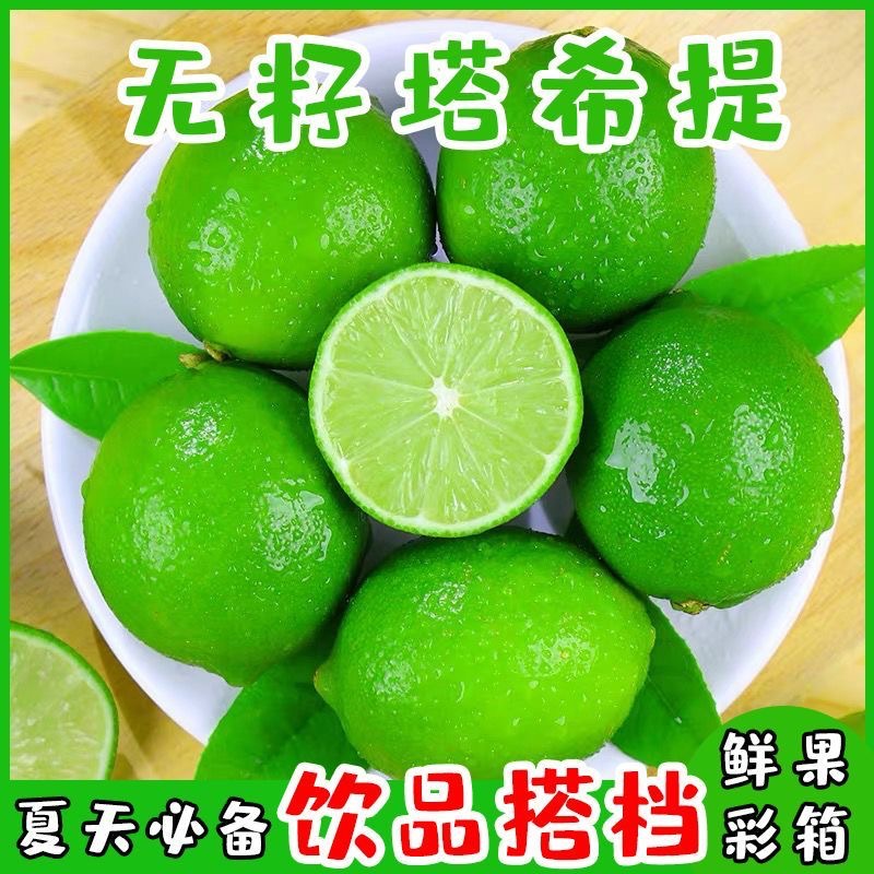 塔希提无籽青柠檬泰国品种无籽香水柠檬果香新鲜皮薄多汁果园现摘