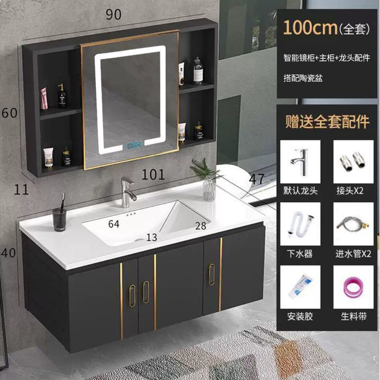 Espacio aluminio tocador tocador tocador tocador armario integrado tabla de roca encimera lavabo lavabo mueble de baño mueble de baño