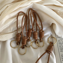 简约感复古牛皮钥匙绳编织挂件成品风男女个性钥匙扣背包饰品挂件