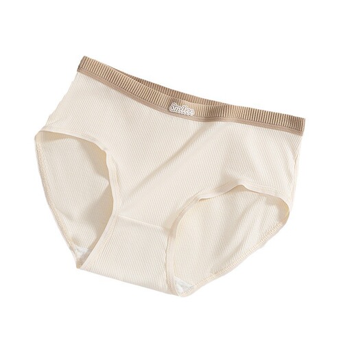 Japanese pure cotton mid-waist contrasting color underwear women's seamless breathable antibacterial cotton crotch girls student simple briefs