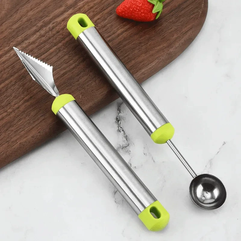 Нержавеющая сталь, фруктовый баллер, арбузный баллер, нож для резьбы по фруктам, резак для мороженого, инструмент для подноса, ложка для арбуза