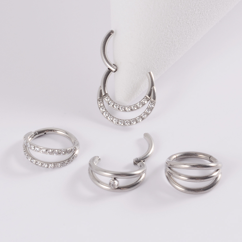 304 Stainless Steel Material 1 Piece Nose Rings & Studs Fashion Moon Water Droplets G23 Titanium Stainless Steel Zircon Inlay Rhinestones Zircon Nose Pin