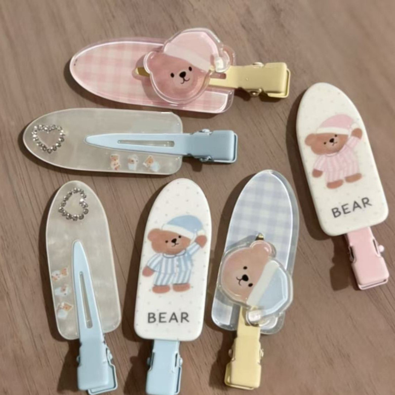 Good Night, Little Bear~ Spring Day's Gentle Blue and Pink Hair Clip, Korean-Style Hairpin, Cute Hair Accessory Good Night, Little Bear~ Spring Day's Gentle Blue and Pink Hair Clip, Korean-Style Hairpin, Cute Hair Accessory