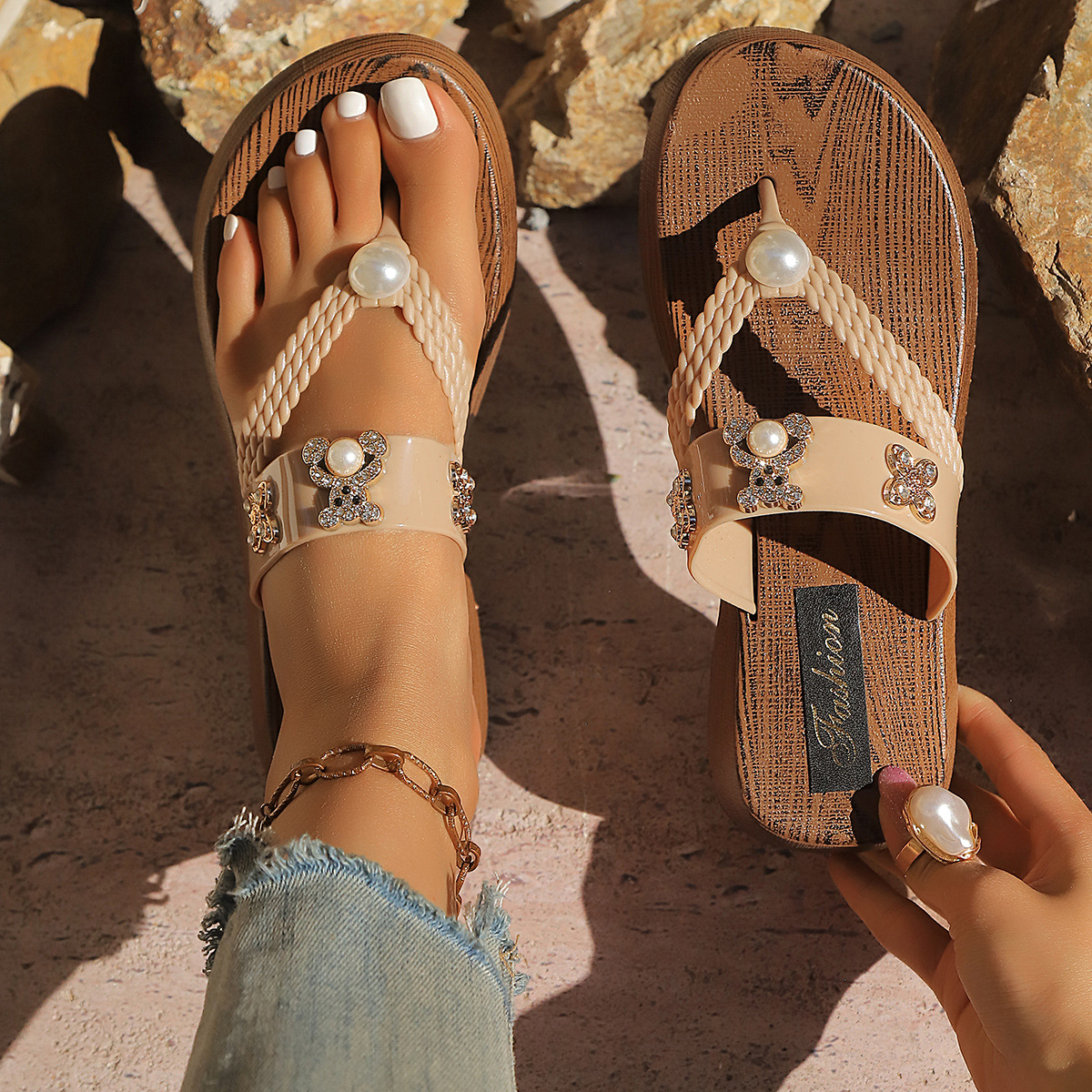 Plus-size Thong Beach Sandals For Women Open-toe Thick-soled_voghion.com