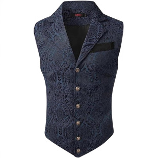 2025 Cross-Border Men's Business Suit Vest Fashion British Retro Vest Casual Suit Slim Vest