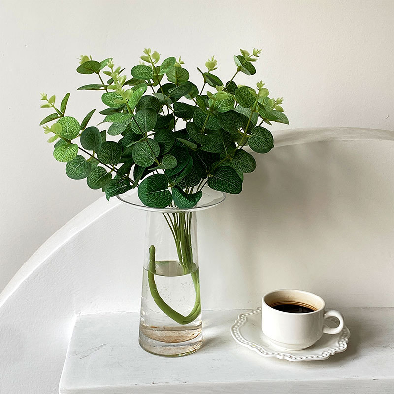 16-fork bunch of eucalyptus artificial flowers, fake flowers, home decoration flowers, non-woven fabrics, money leaves, foreign trade flower manufacturers approved