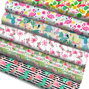 Flamingo series polyester canvas organza pit flannel linen handmade accessories, 1Yc36943