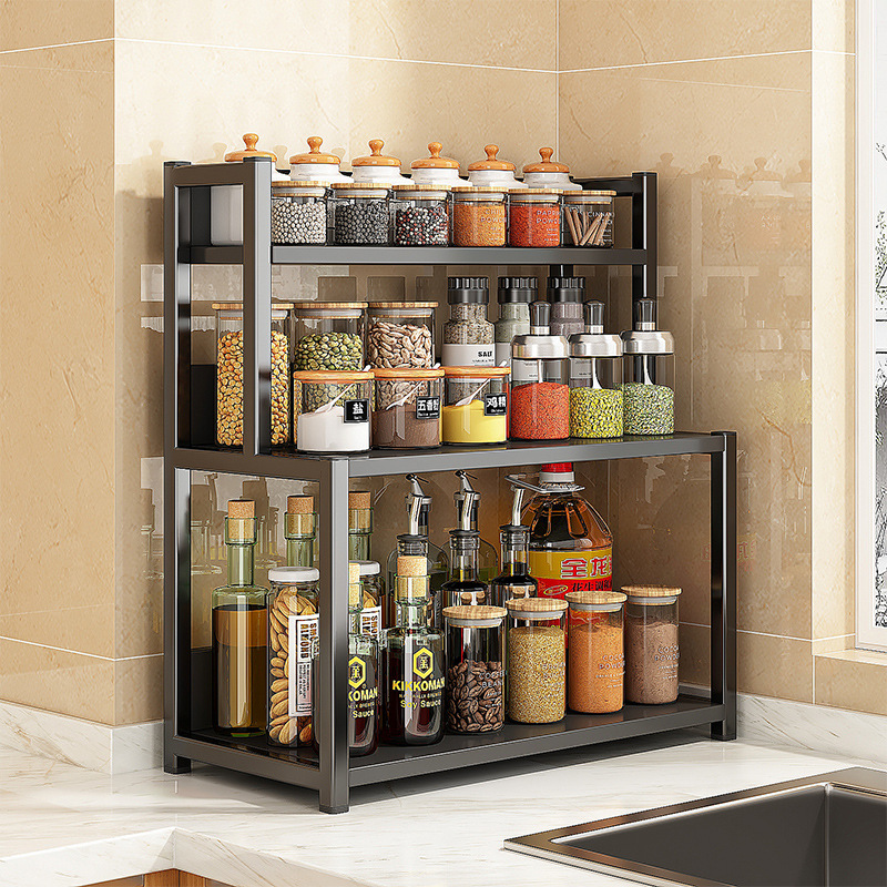 Mesa de cocina condimento rack de almacenamiento estante hogar condimento multifuncional condimento aceite sal salsa vinagre almacenamiento rack