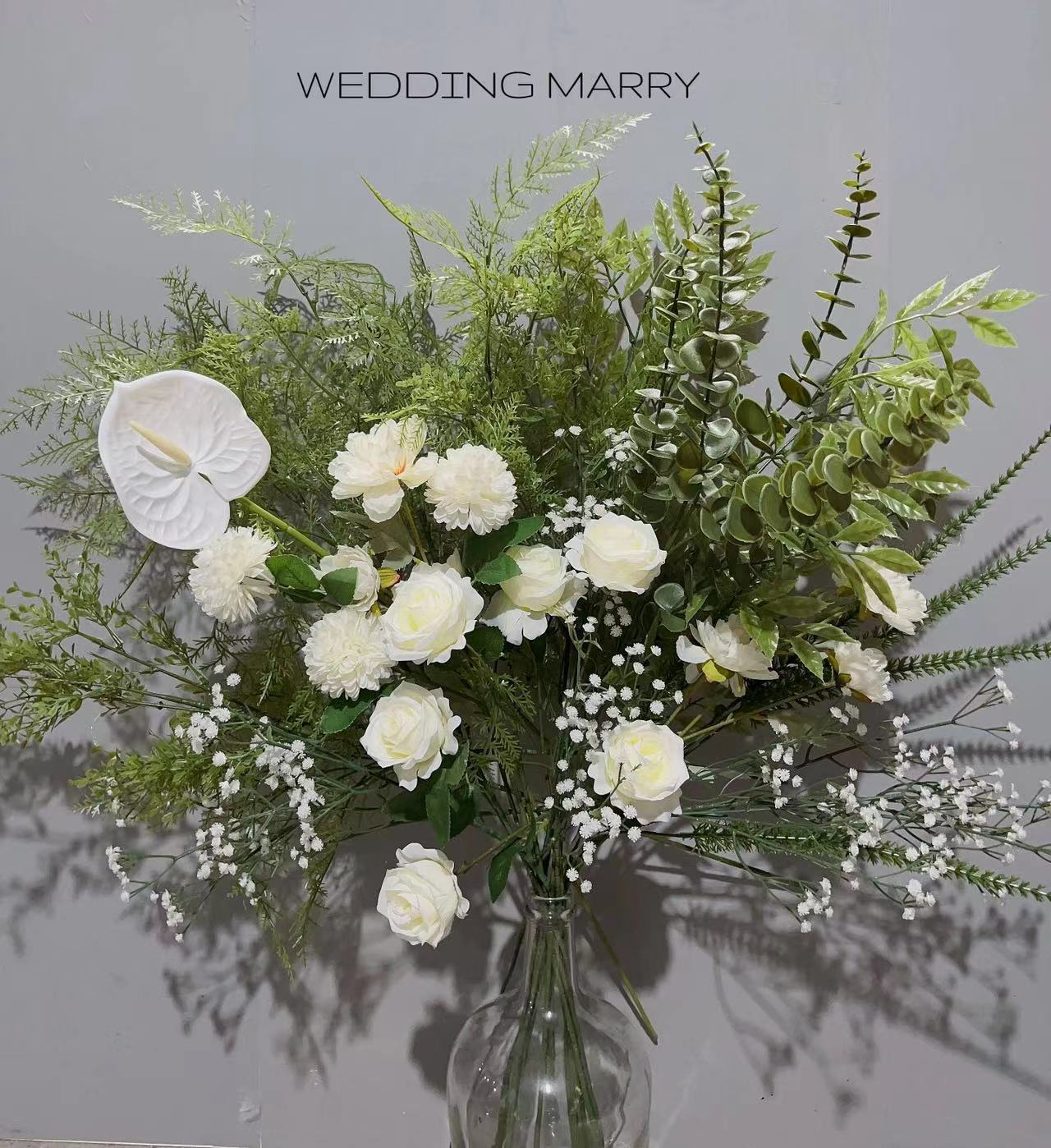 Green realistic white wedding flowers