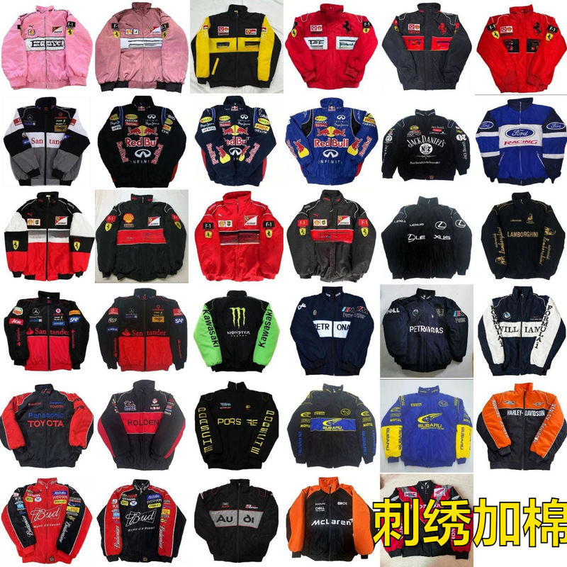 New F1 Full-Style Embroidered Racing Jacket Motorcycle Riding Jacket Red Bull Coat European and American Style New Casual Fashion in Stock