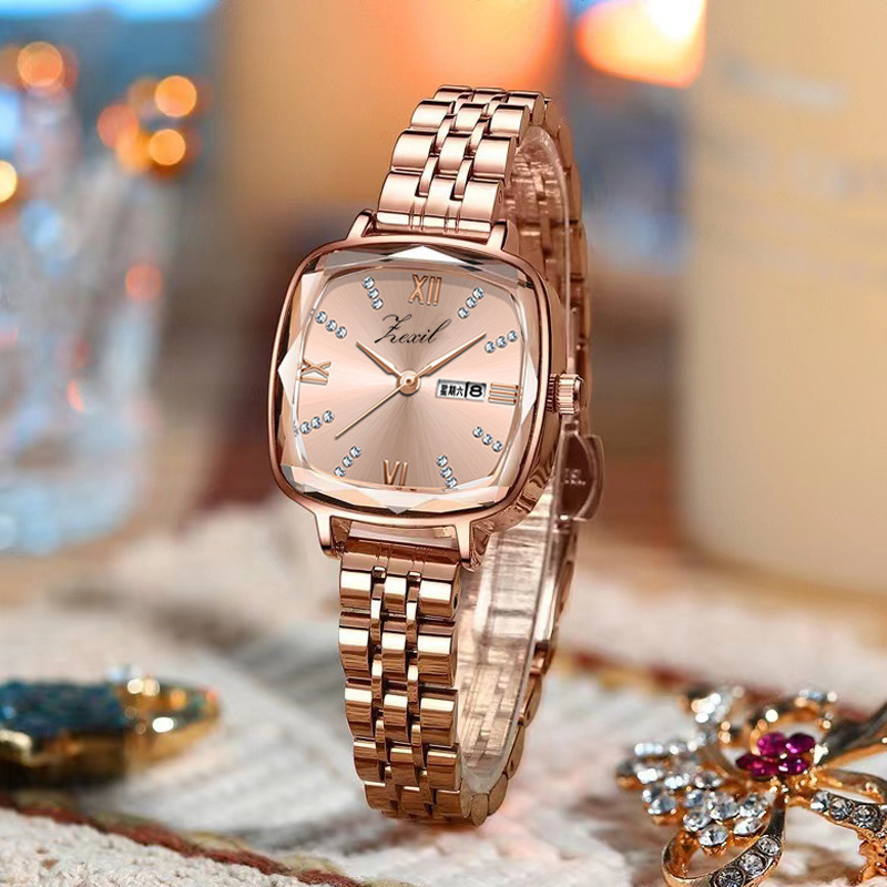 INS Light Luxury pequeño reloj verde nicho de mujer reloj de mujer de moda semanal de cuarzo impermeable reloj de mujer