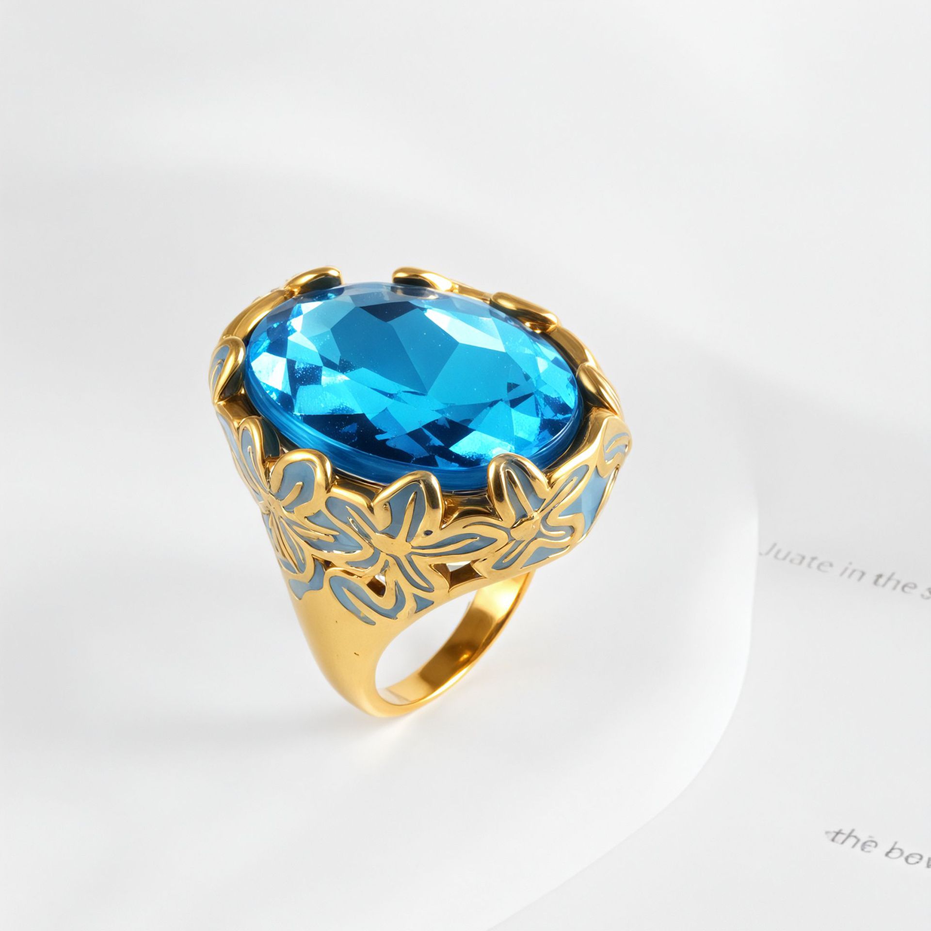Elegant Oval Gem Ring European Style Enamel Craft Factory Processed Stainless Steel Geometric Pattern Women's Fashion Ring display picture 5