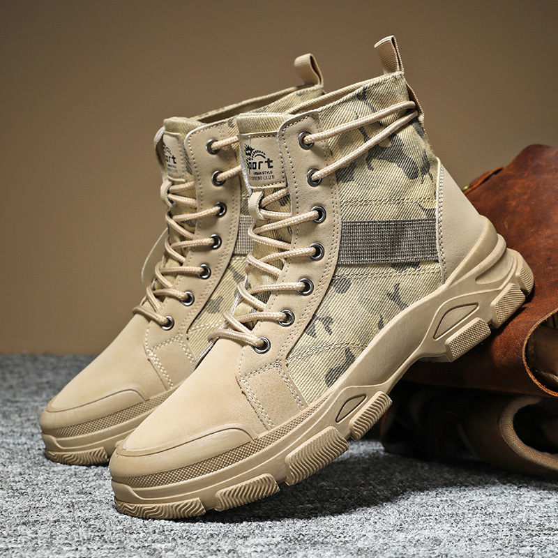 48 tamaño grande transfronterizo primavera y otoño camuflaje herramientas de moda juvenil zapatos de lona de alto nivel botas de desierto botas cortas botas Martin zapatos para hombre
