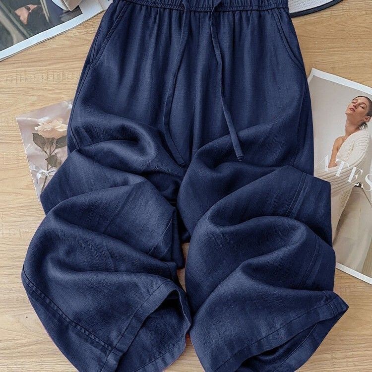 Women's Wide-Leg Pants 2026 New Summer Thin Style for Petite Figures, High-Waisted, Drapey, Old Money Style, Casual Straight-Leg Yamamoto Pants, Tencel