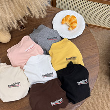 儿童德荣打底衫男女童休闲英文保暖上衣宝宝中高领百搭内衣秋衣