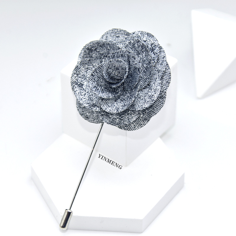 Fabric Flower Tie Brooch
