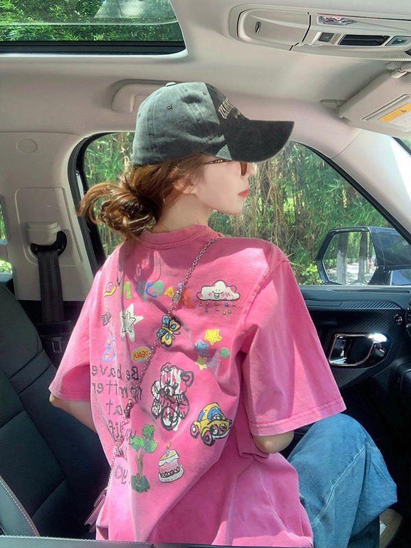 Suoreoe ® 女の子向けの9つの純綿半袖Tシャツコレクション、ゆったり、スリム、快適、多用途の半袖Tシャツ、ドロップシッピング|undefined