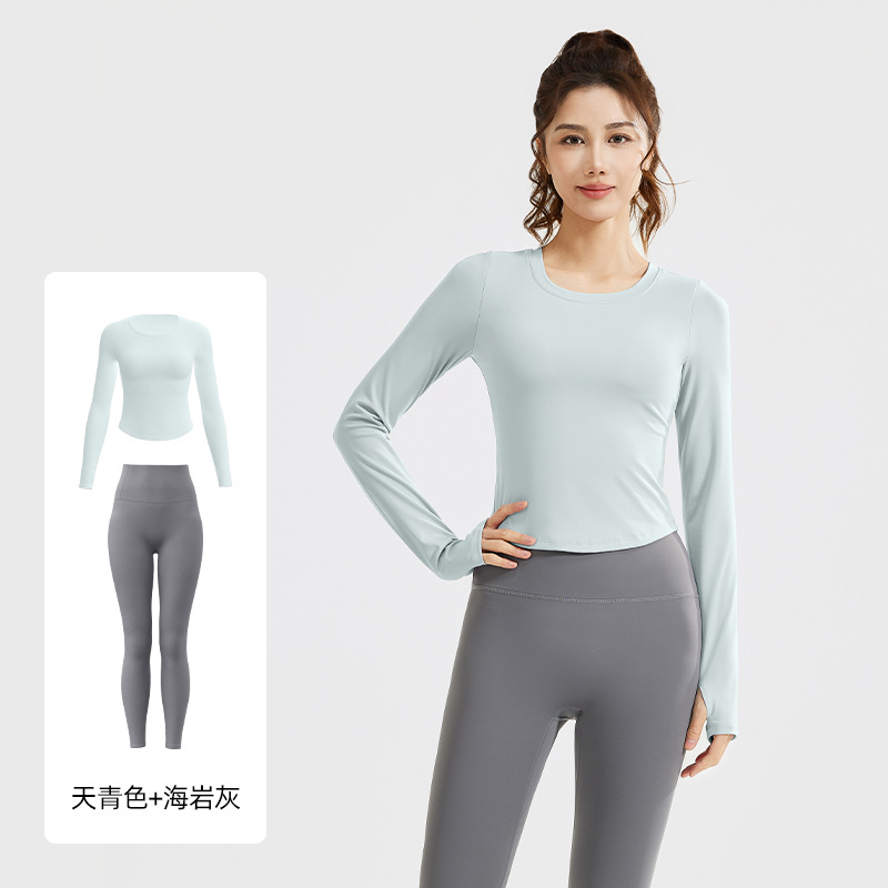 Juyitang nuevo traje de yoga delgado desnudo, delgado, elástico y transpirable, traje de fitness de ocio para correr