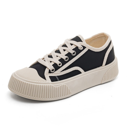 2024 spring and summer new canvas shoes women's thick-soled women's shoes casual sneakers platform shoes white shoes ins trend