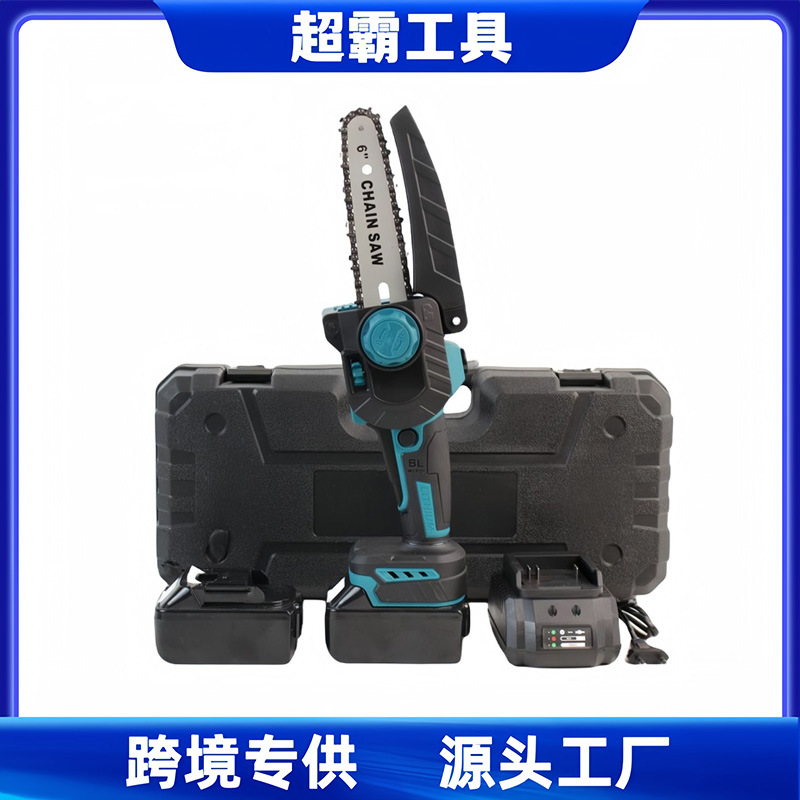 跨境充电式电链锯6寸迷你小型手持锯户外砍树伐木锯无线锂电锯