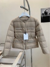 深圳南油高端冬气质长袖白鹅绒四口袋收腰羽绒服女