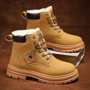 Men's Snow Boots Foreign Trade Cross-border plus size Men's Shoes Winter fleece-lined Warm Cotton Shoes Rhubarb Boots Thick Sole Heightening Shoes