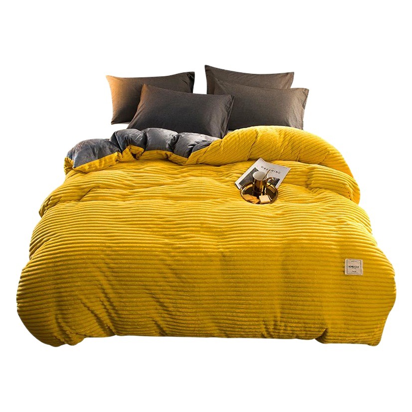 Magic velvet quilt cover milk velvet winter thick one-piece quilt cover double-sided solid color Faleinel velvet four-piece set wholesale