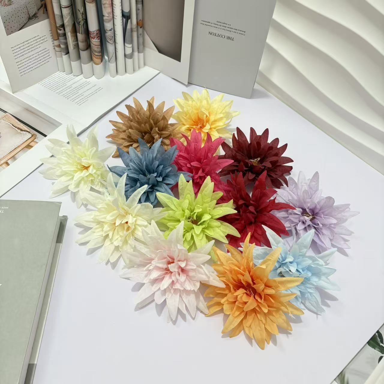 Flores de simulación llama crisantemo cabeza seda flores DIY caja de regalo material de flores de fichas de boda espacio comercial decoración prop al por mayor