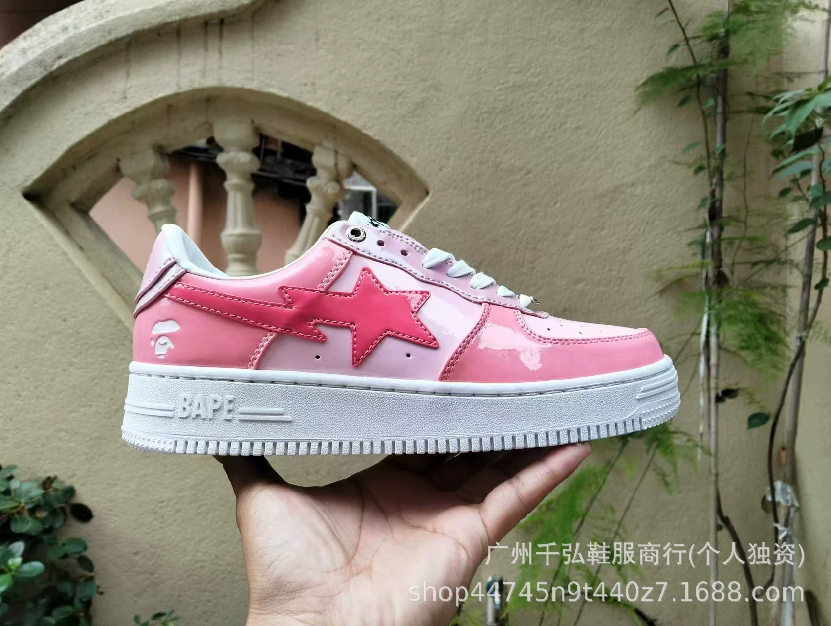 Кроссовки (BAPE) из лаковой кожи, блестящие с изображением головы обезьяны, уличный повседневный стиль