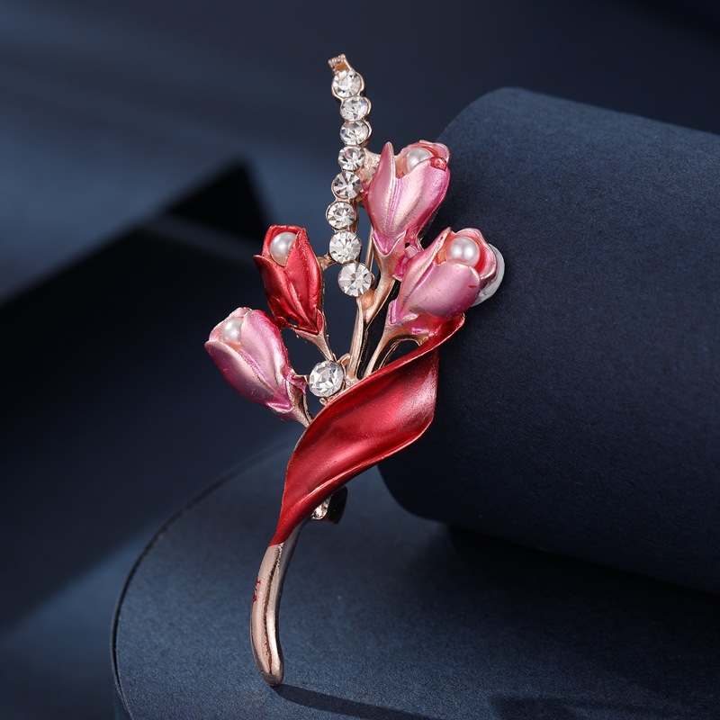 Diamante incrustado flor de cristal broche de aleación con cuentas ramillete de moda elegante perla rhinestone cristal flor broche al por mayor image 9