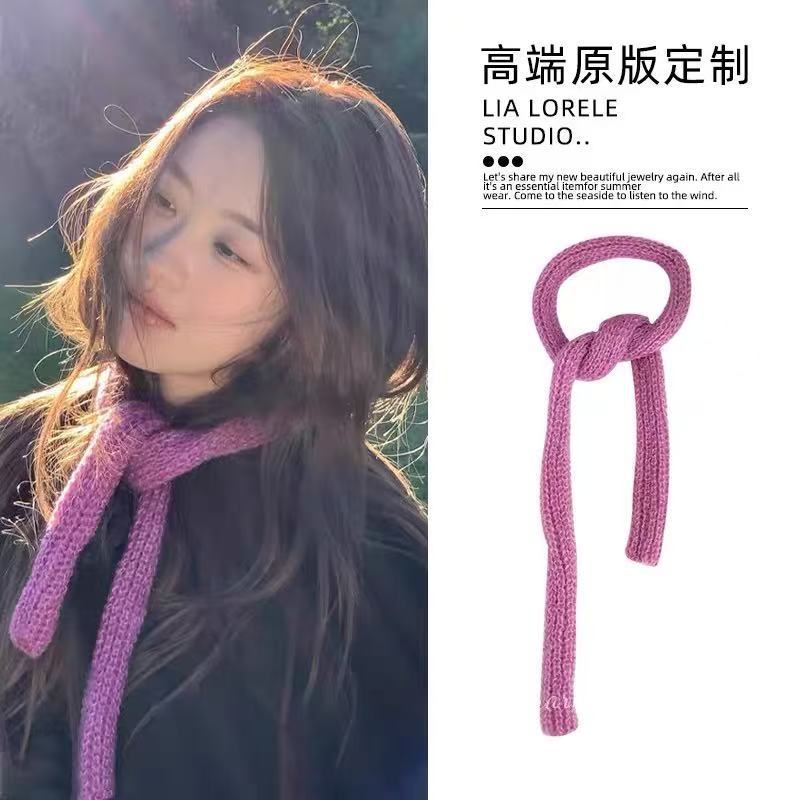 Good atmosphere ~ wool blended short thin scarf small fashionable solid color sausage autumn and winter small scarf for men and women