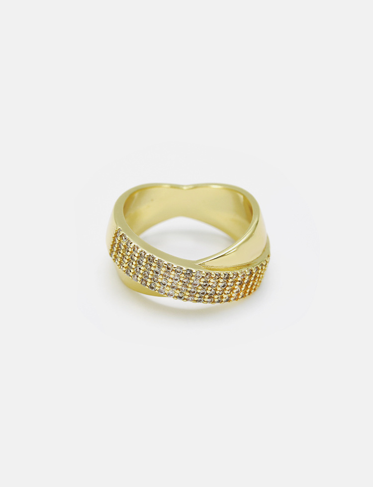 Wholesale Simple Geometric Gold-plated Copper Zircon Ring display picture 4