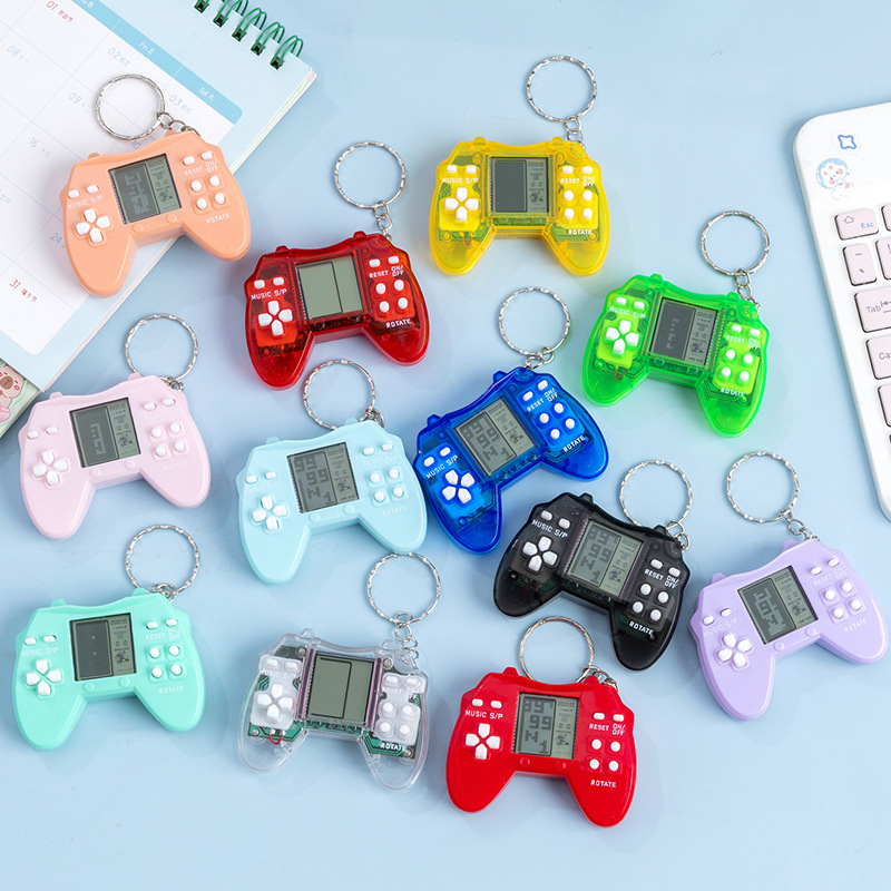 Cross-Border Mini Handle Electronic Game Console Retro Tetris Handheld Game Console Creative Keychain Pendant