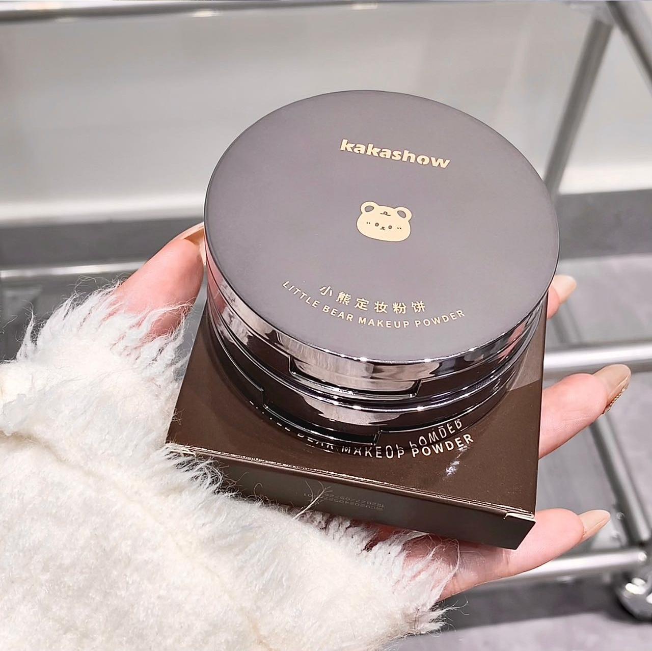 kakashow Little Bear loose Powder compacts oil control, long-lasting makeup setting, concealing, nourishing, smoothing, touch-up, waterproof and dry oily skin undefined