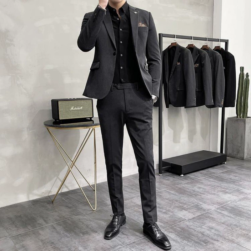 Набор для мужчин UNMUN для отдыха, трендовый классический костюм, slim fit, стиль высокого качества