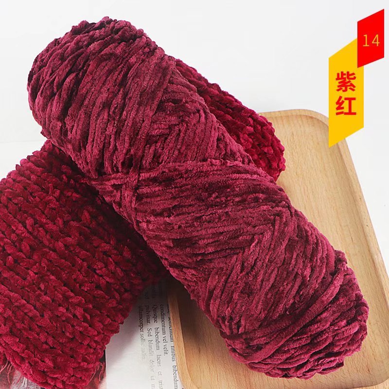 Chenille terciopelo de oro bola de lana de espesor medio de luz multicolor de terciopelo brillante DIY tejido zapatillas crochet al por mayor