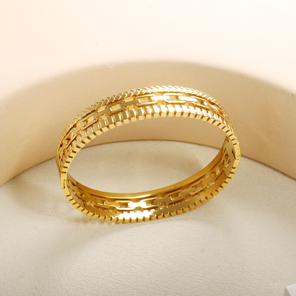 Personalised Titanium Steel Double Strand Cuban Link Ring For Women_voghion.com