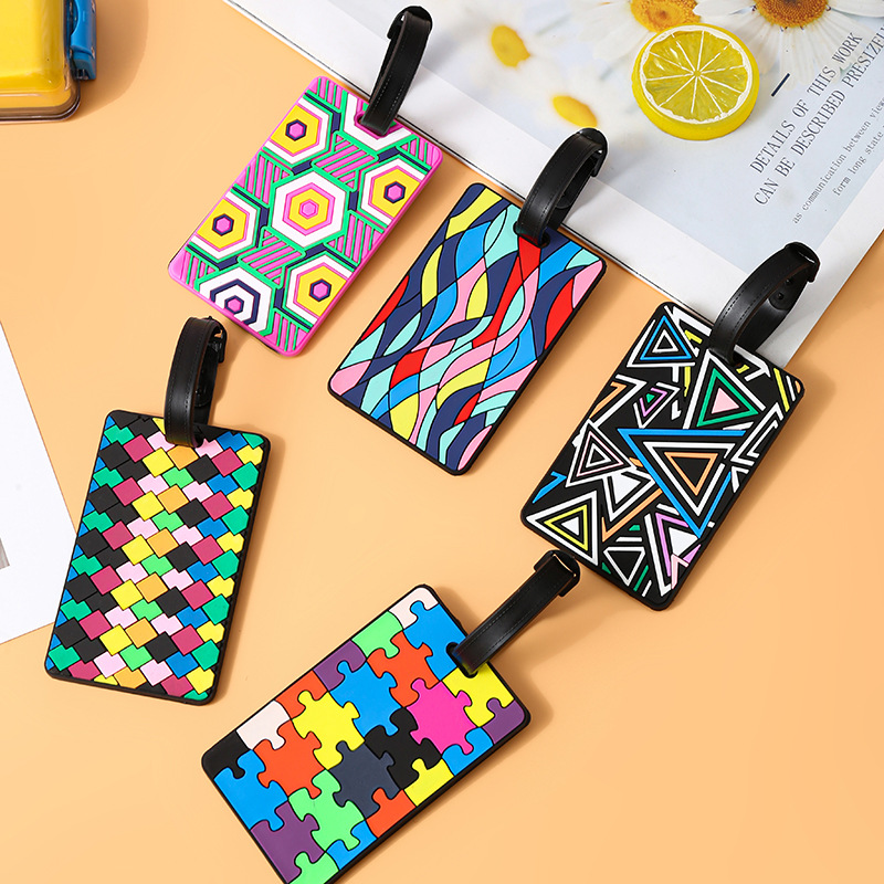 Soft PVC Luggage Tags – Colorful Striped Pattern Suitcase ID Tags For Travel (Set Of 1, Assorted Designs)​_voghion.com
