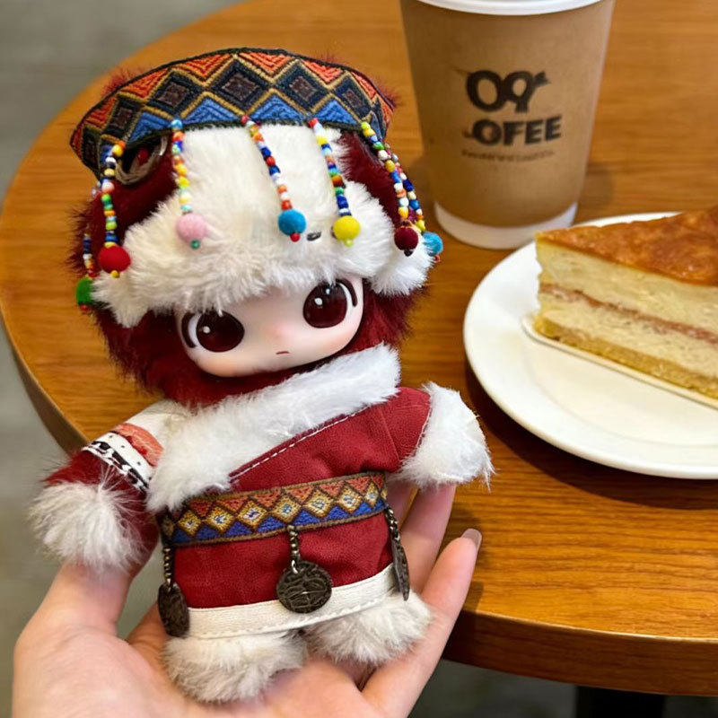 Only Doll Clothes】Suitable for High-Power Horse-Themed Doll Clothes, Plush Doll Red Xizang Clothing