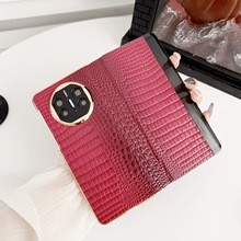 适用于华为matex5手机壳折叠屏全包电镀真皮智能视窗皮套matex5