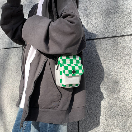  plaid single shoulder new canvas small bag women's bag new version Harajuku girl soft-hearted girl trend crossbody bag