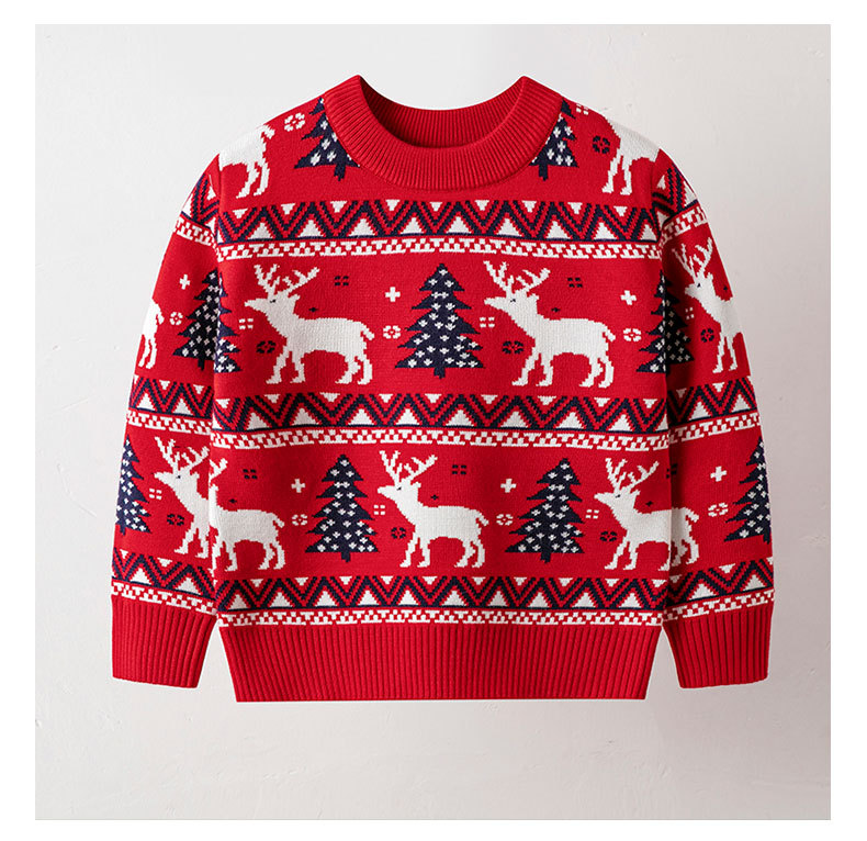 Autumn Winter Boys And Girls Baby Christmas Moose Sweater Children's Pullover Knitwear For Children_voghion.com