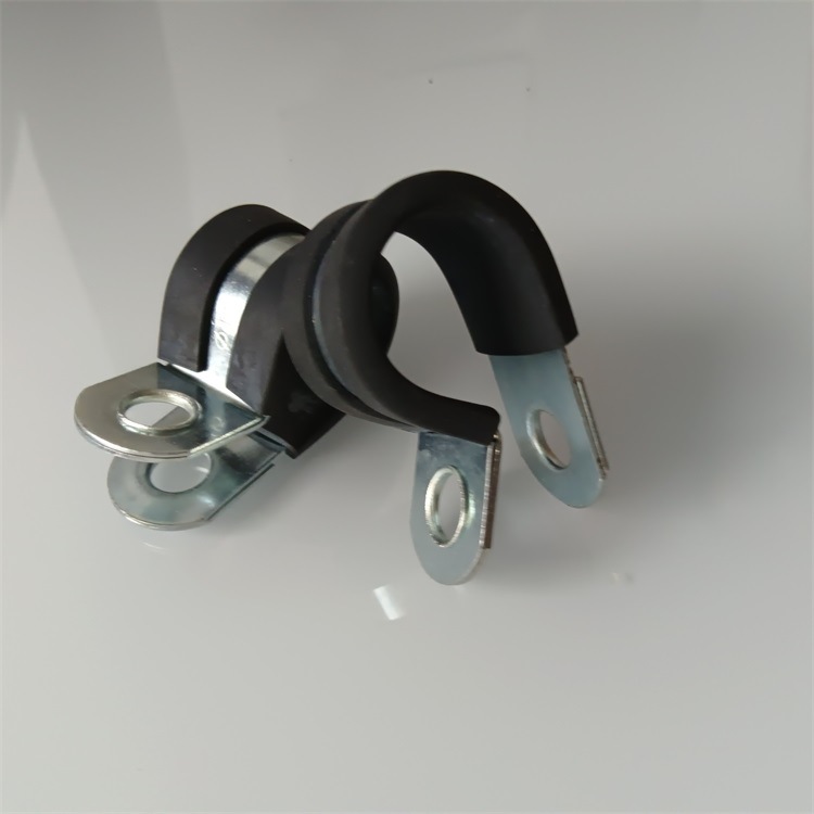 M6螺栓固定镀锌包胶管夹R型波纹管紧固夹规格齐全