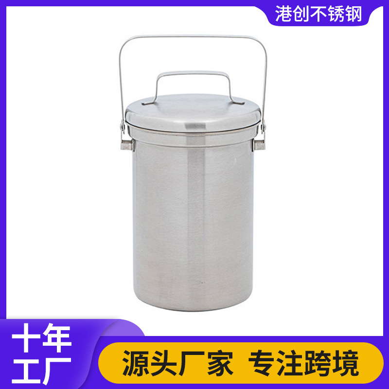 Cross-Border Korean 3L Stainless Steel 304 Food Trash Can Mini Meal Waste Bucket Kitchen Household Food Waste Bucket with Lid