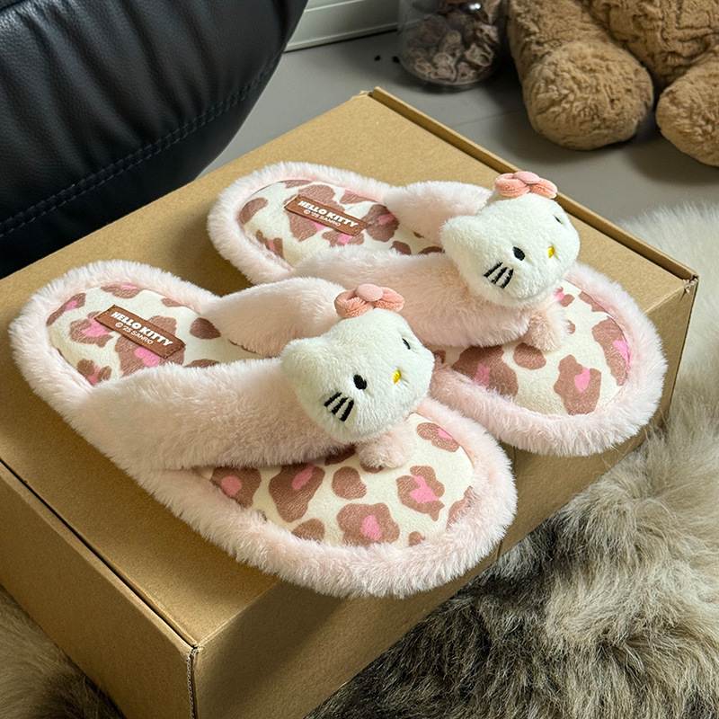 Sanrio Cute Cotton Slippers for Women 2025 Autumn and Winter New Indoor Plush Warm Non-Slip Thick-Soled Flip-Flops Sanrio Cute Cotton Slippers for Women 2025 Autumn and Winter New Indoor Plush Warm Non-Slip Thick-Soled Flip-Flops