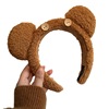 Plush cute headband, face mask for face washing, bangs, cartoon hairpins, hairgrip, with little bears, clips included